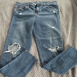 Distressed Blue Jeans High Rise Skinny